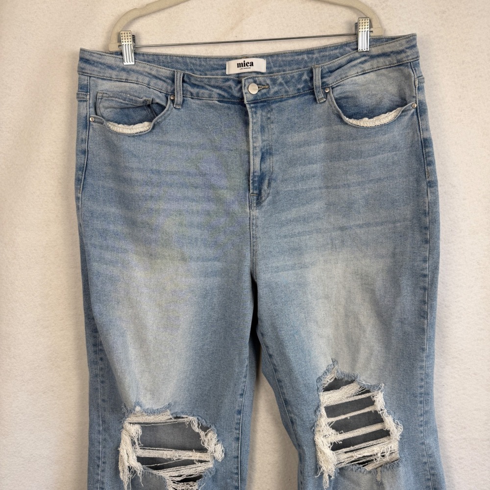 Mica Los Angeles‎ Jeans 90's Vintage Crop Flare LightWash Distressed HighRise 20 - Picture 5 of 14